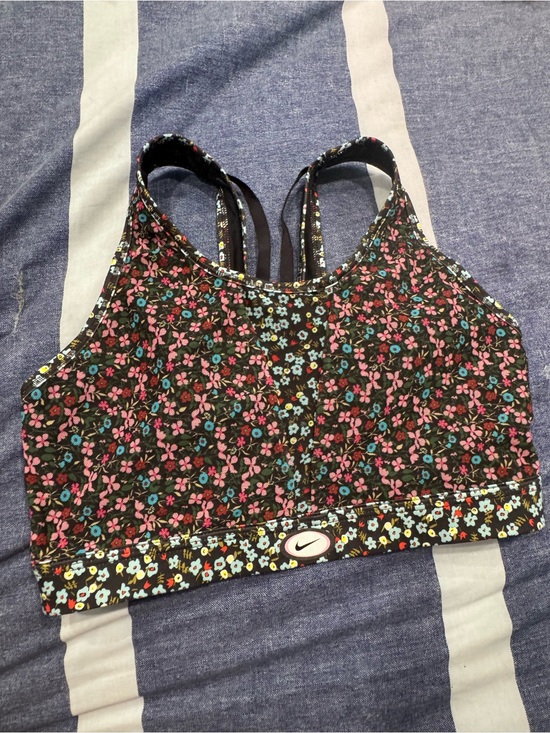Nike Other - Nike Floral Print Strappy Sports Bra - Black with Pink & Blue Flowers